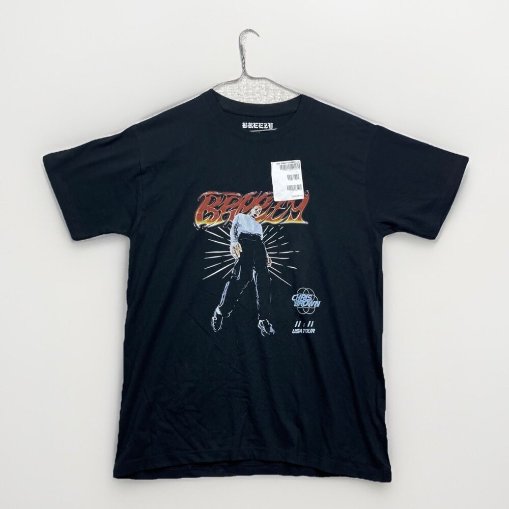 Chris Brown 11:11 Breezy USA Tour Graphic Print T-Shirt Mens Medium Tee Read*